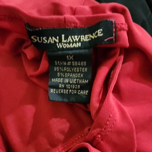 Susan Lawrence red cowl neck long sleeve blouse plus size 1X - Picture 4 of 5